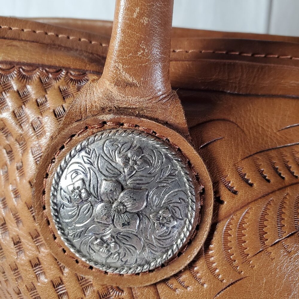 American West Tooled Leather Shoulder Bag - Picture 3 of 15